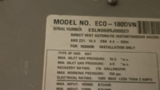 the model number is on a sticker on the side of the heater
