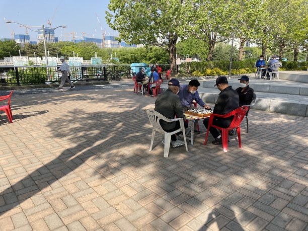 people playing Go in a park