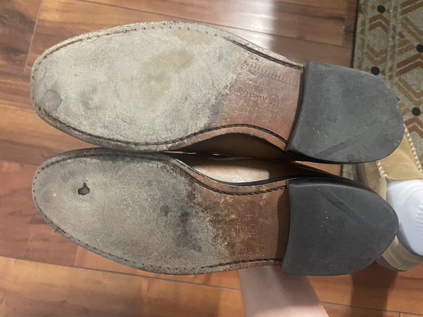 the right shoe was worn through the right shoe was worn through