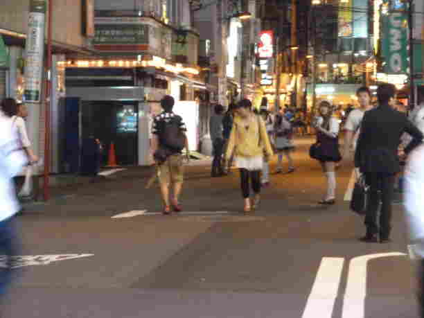 Akihabara at night - lots of maids passing out flyers